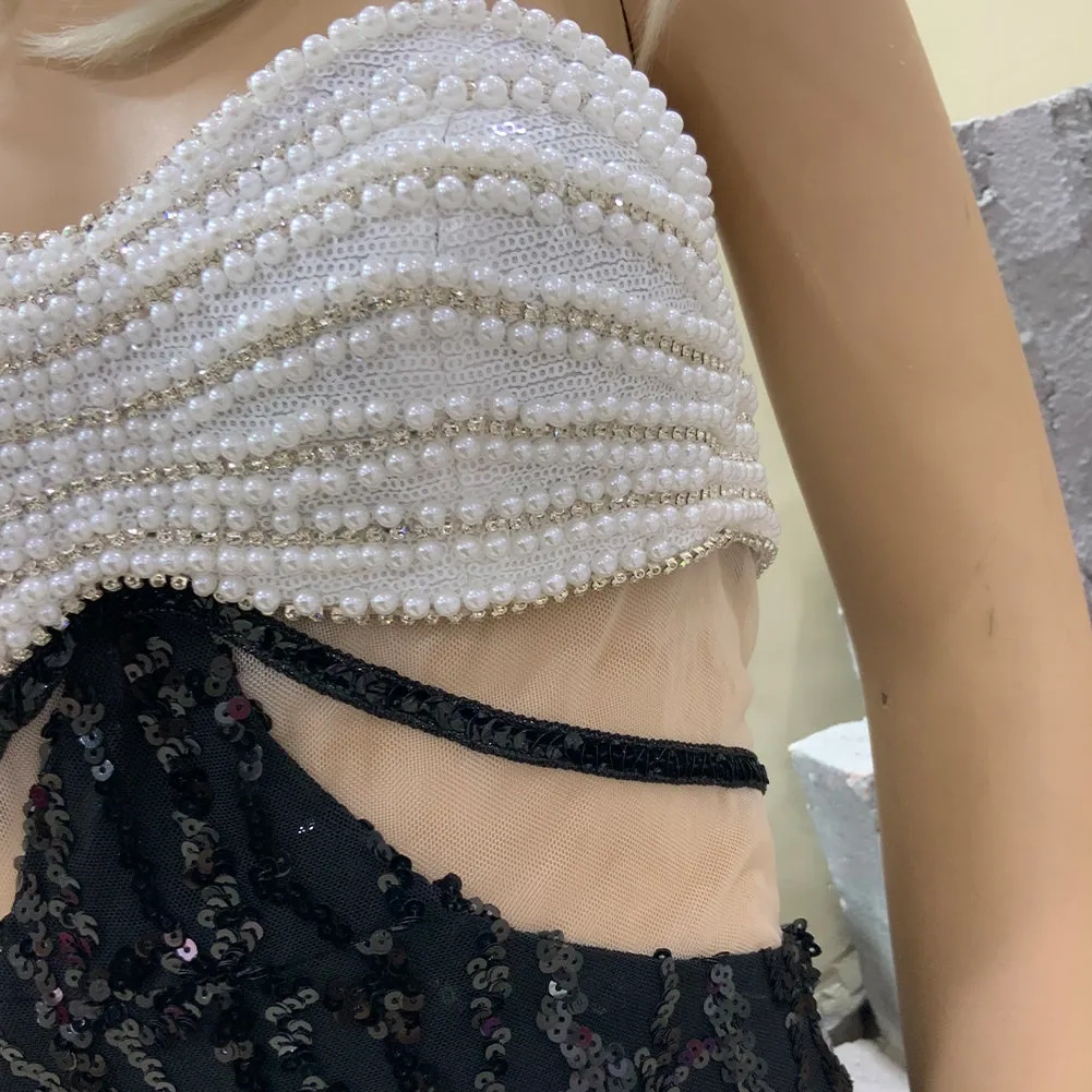 Strapless Sleeveless Sequins Maxi Bodycon Dress HT10500