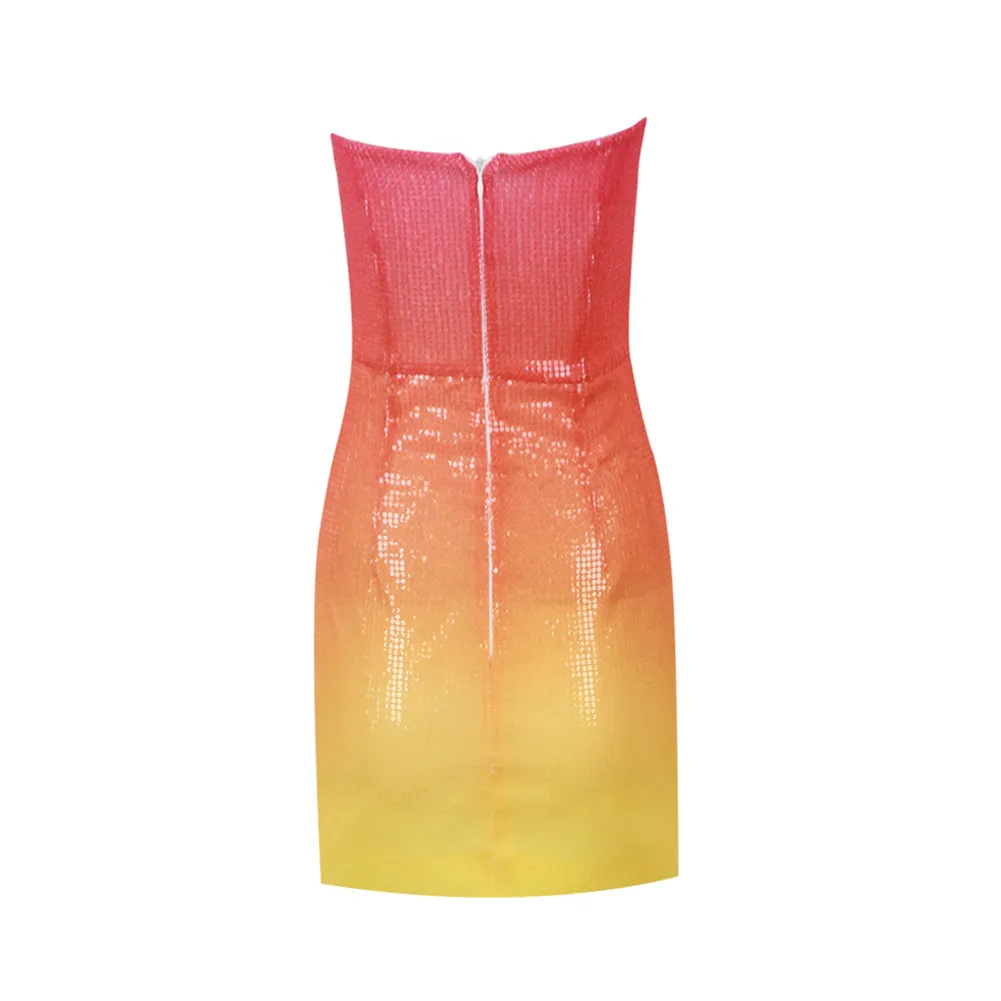 Strapless Sleeveless Sequins Mini Bodycon Dress HL9378