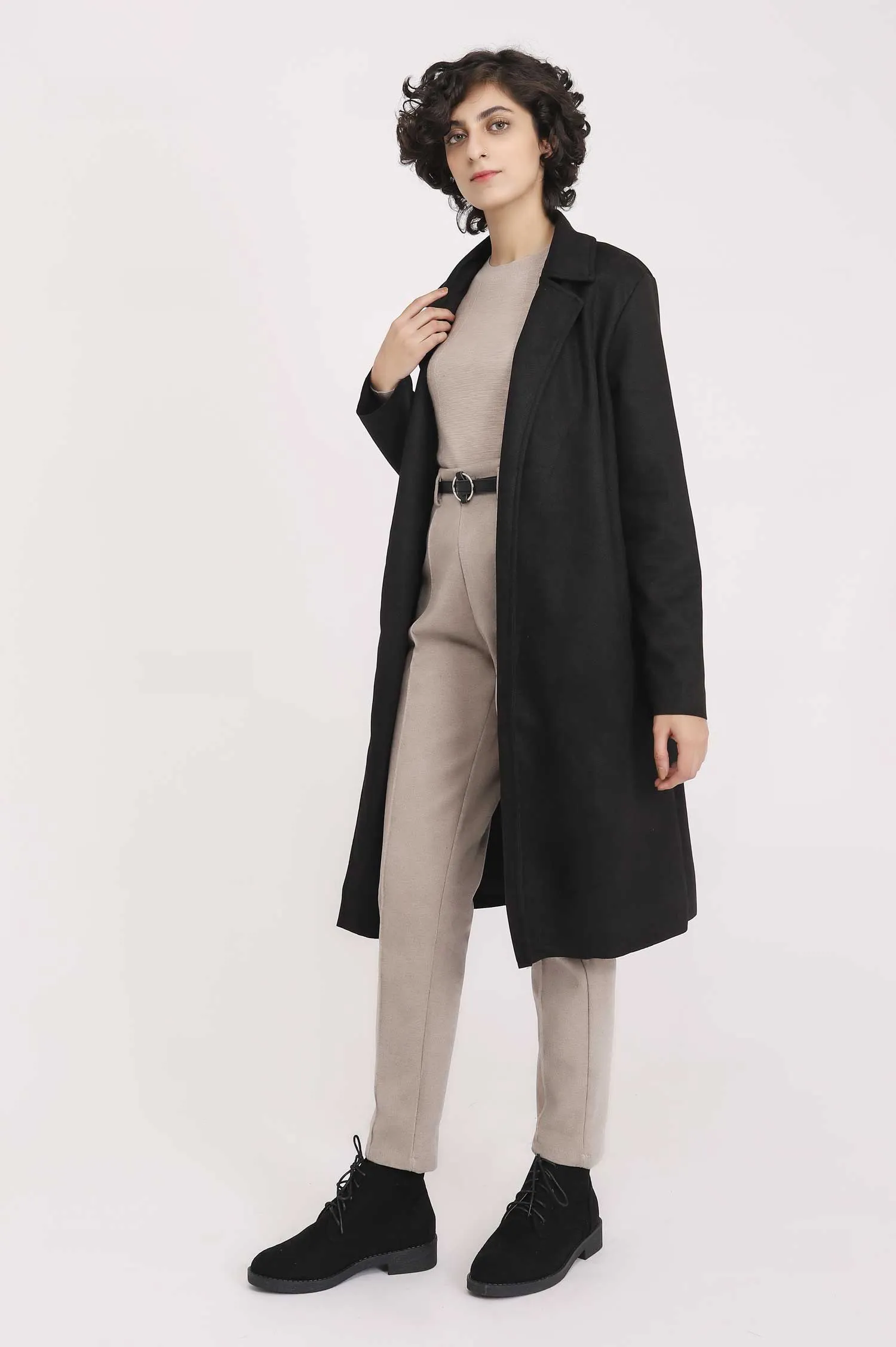 SUEDE OVERCOAT-BLACK