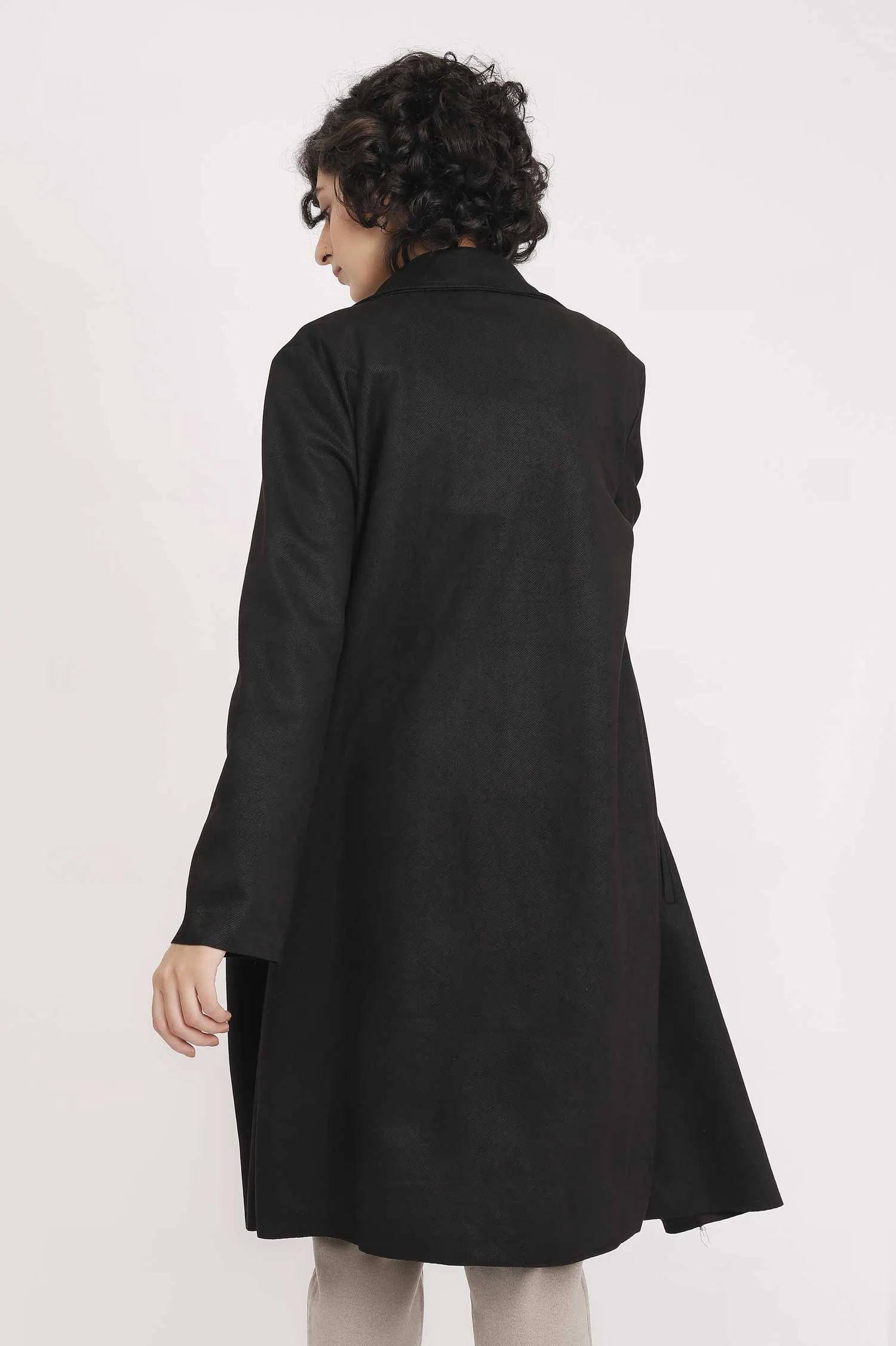 SUEDE OVERCOAT-BLACK