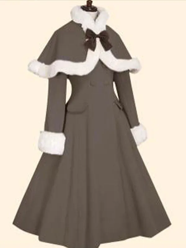 Sweet Lolita Coats Olive Butterfly Overcoat Cloak Synthetic Lolita Outwears