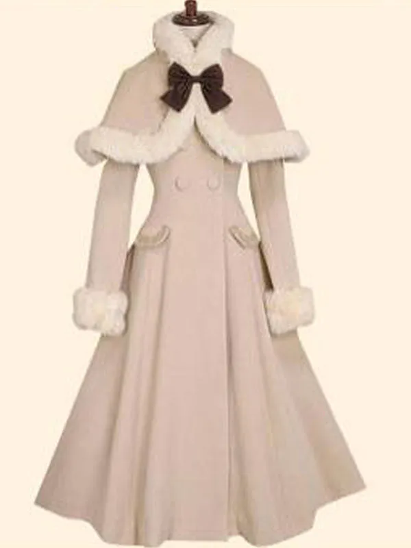 Sweet Lolita Coats Olive Butterfly Overcoat Cloak Synthetic Lolita Outwears