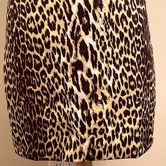 T Tahari Leopard Print Sophisticated Lined Stretch Mini Skirt Size Small