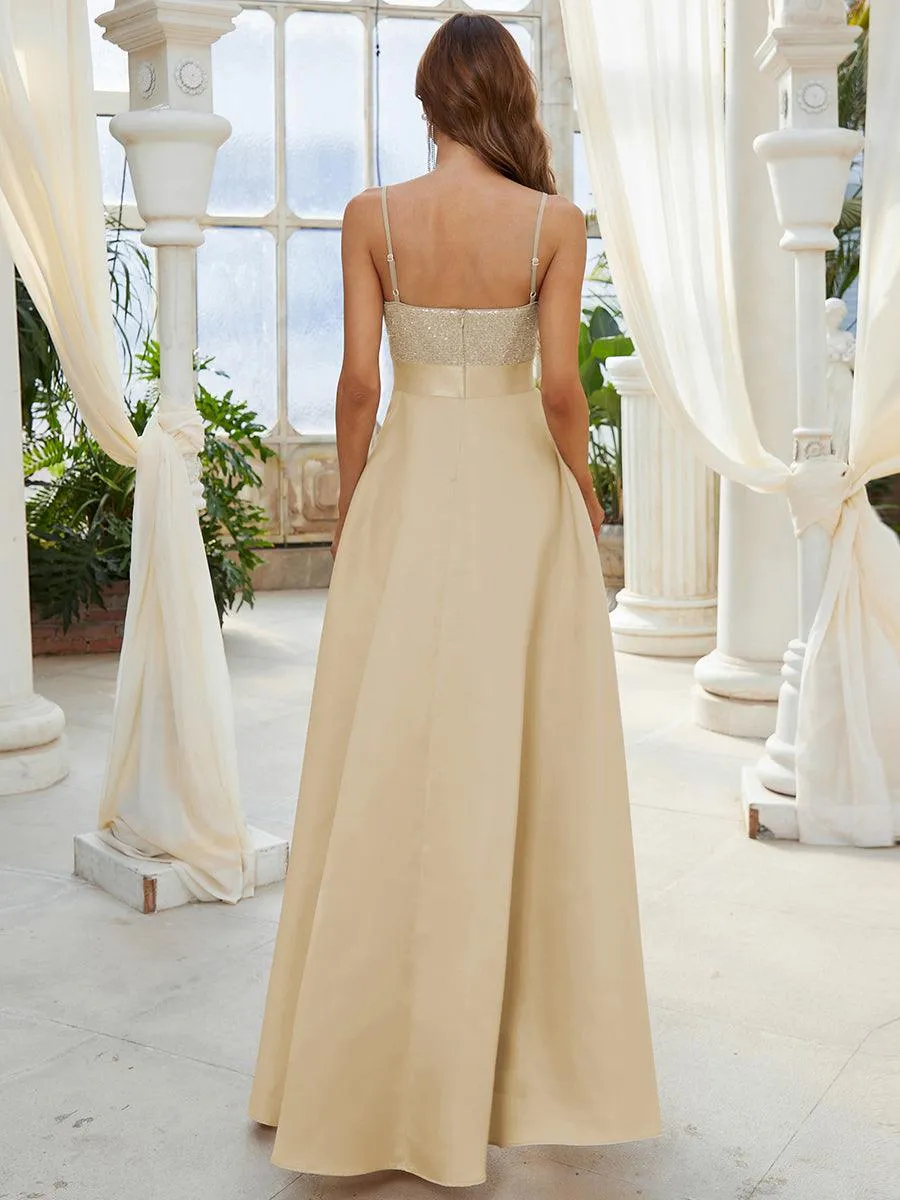 Taille personnalisée Robe de Bal Scintillante Sexy avec Dos Nu