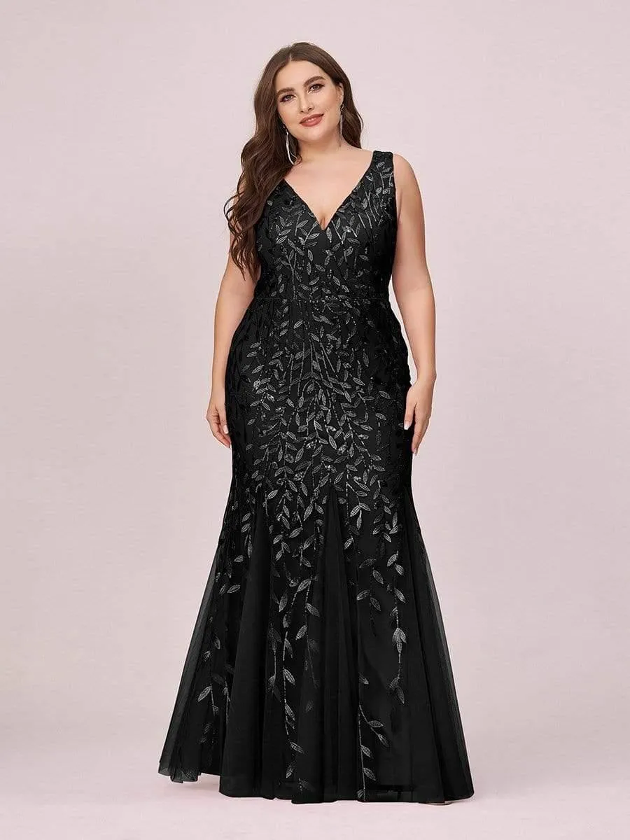 Taille personnalisée Robe de soirée Longue Sexy en sequins col en V pour femmes