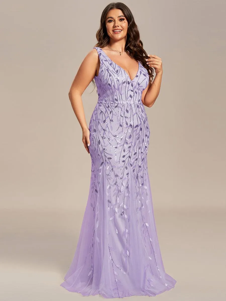 Taille personnalisée Robe de soirée Longue Sexy en sequins col en V pour femmes