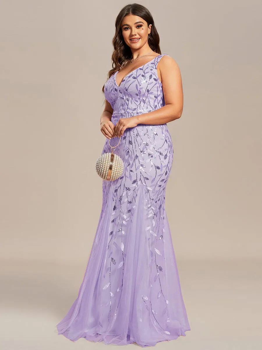 Taille personnalisée Robe de soirée Longue Sexy en sequins col en V pour femmes