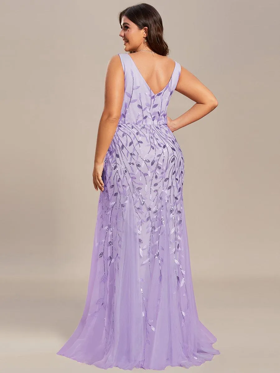 Taille personnalisée Robe de soirée Longue Sexy en sequins col en V pour femmes