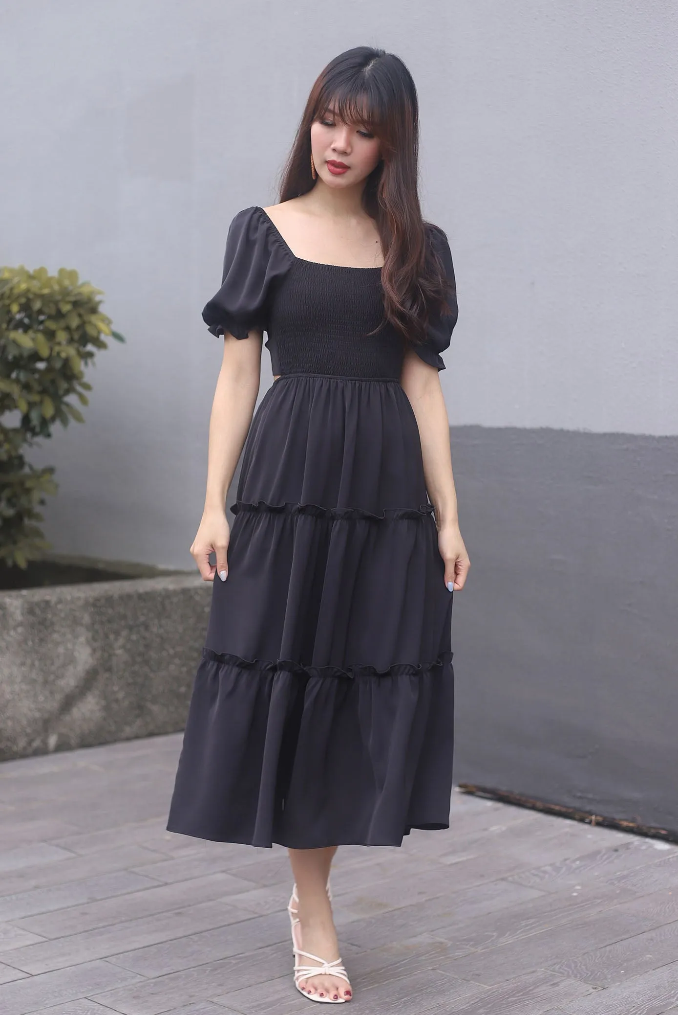 TDC Eureka Multiway Puffy Sleeve Dress In Black