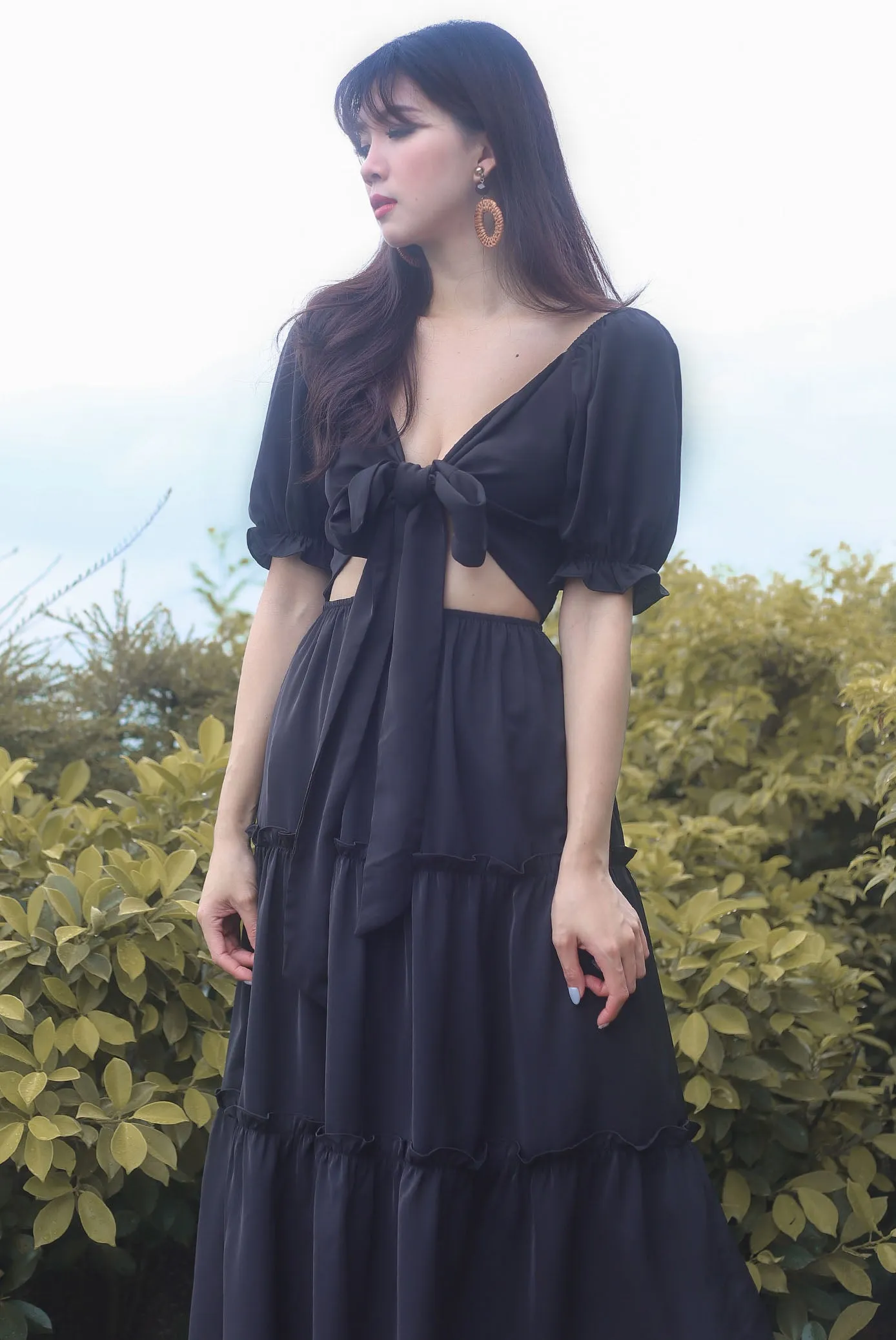TDC Eureka Multiway Puffy Sleeve Dress In Black
