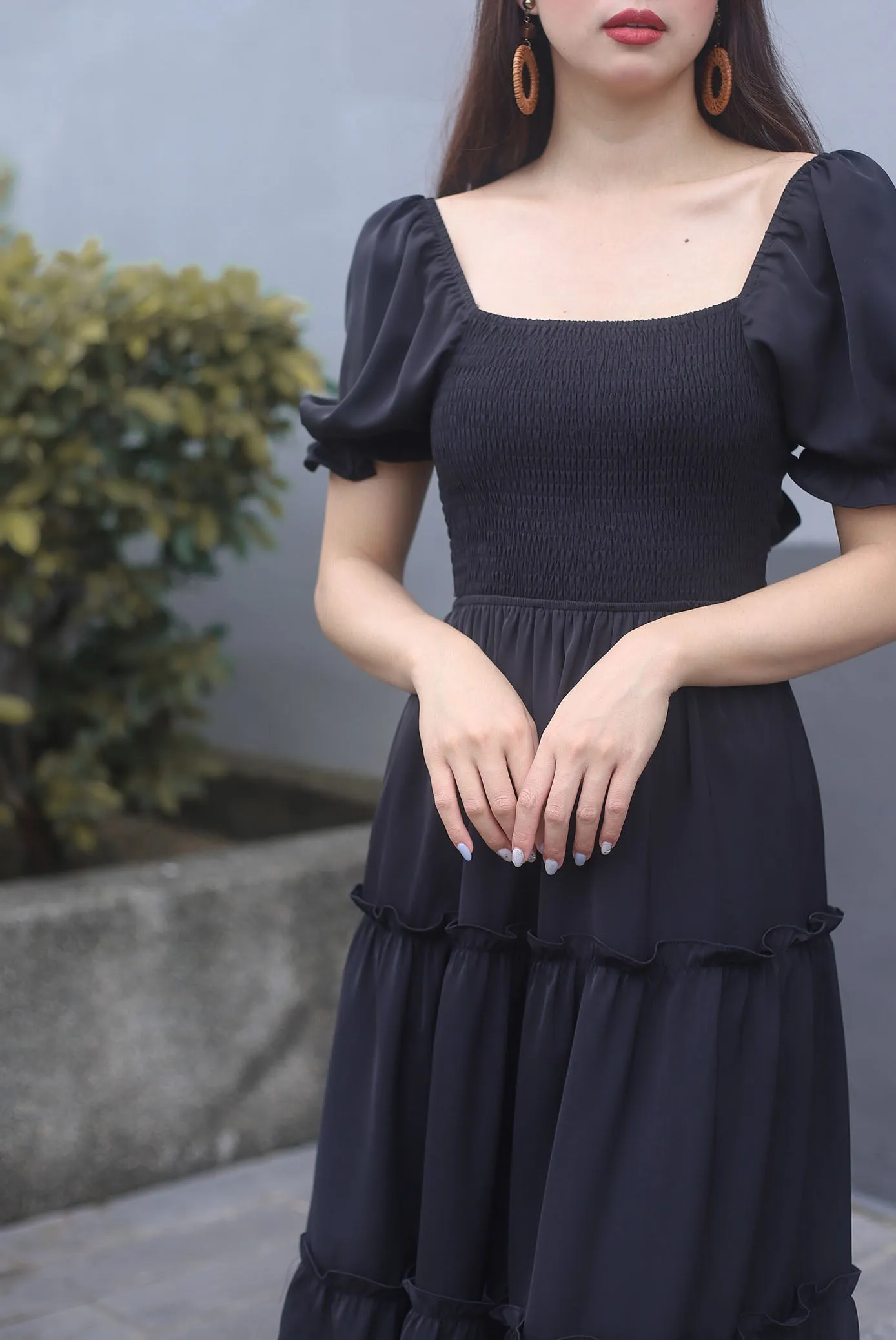 TDC Eureka Multiway Puffy Sleeve Dress In Black