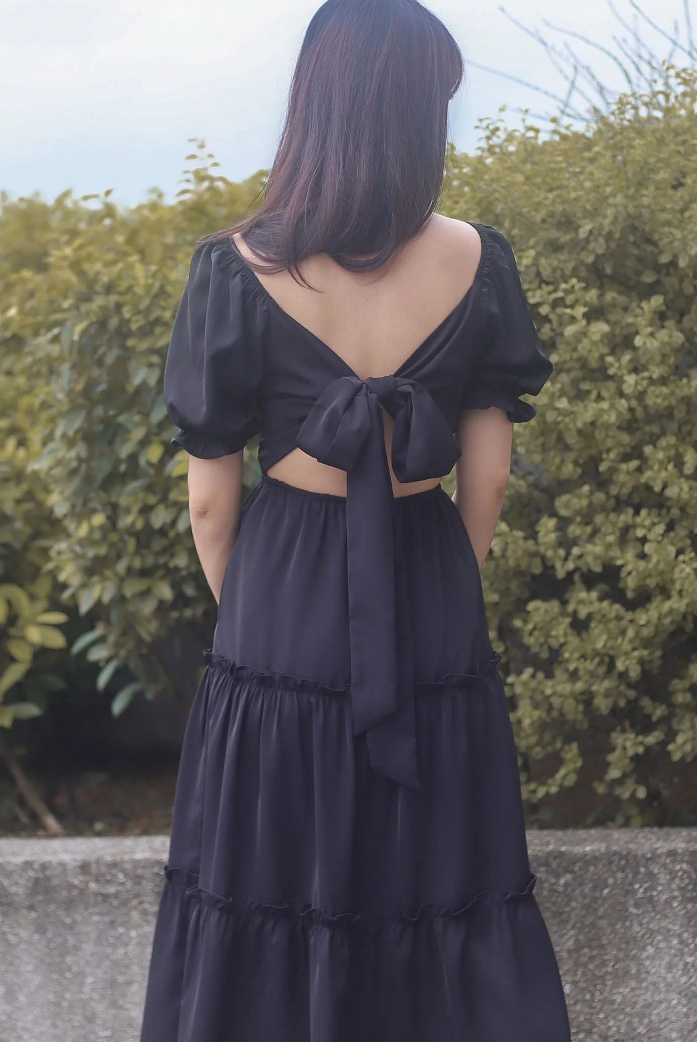 TDC Eureka Multiway Puffy Sleeve Dress In Black
