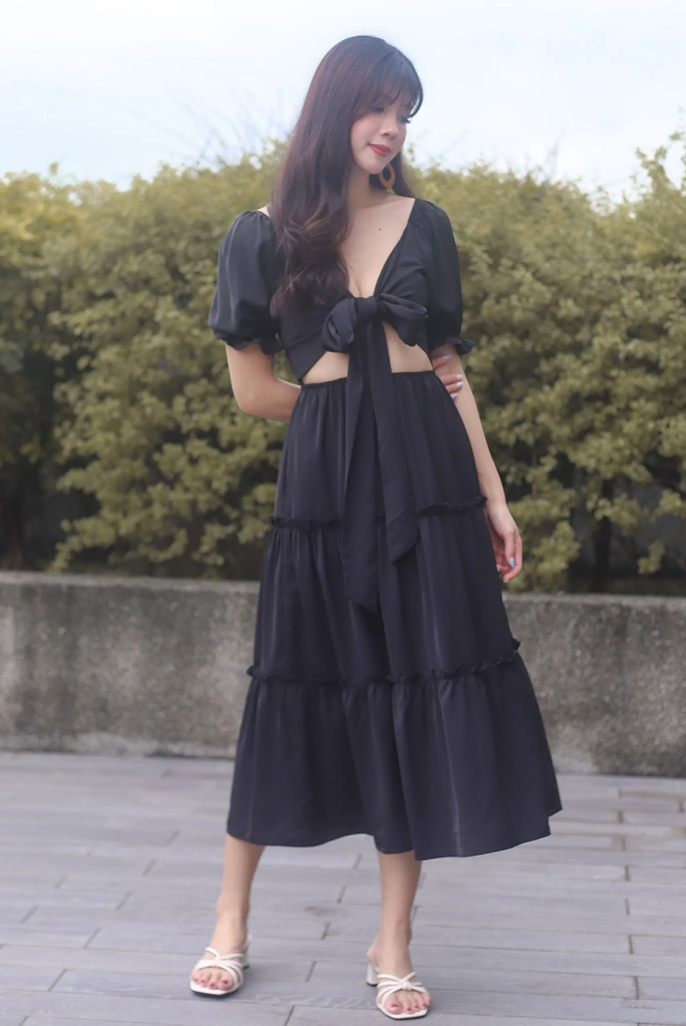 TDC Eureka Multiway Puffy Sleeve Dress In Black