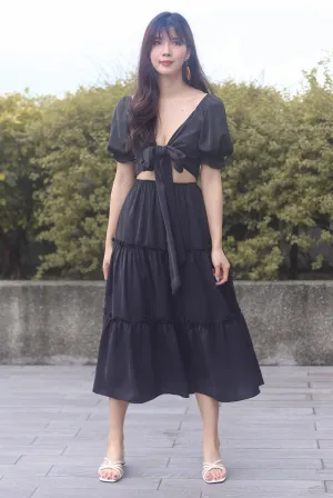 TDC Eureka Multiway Puffy Sleeve Dress In Black