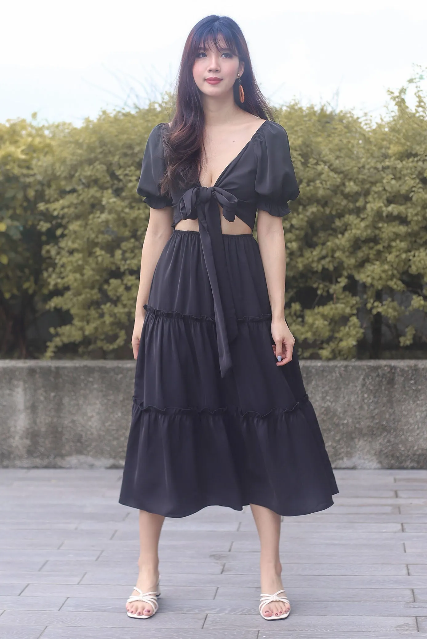 TDC Eureka Multiway Puffy Sleeve Dress In Black
