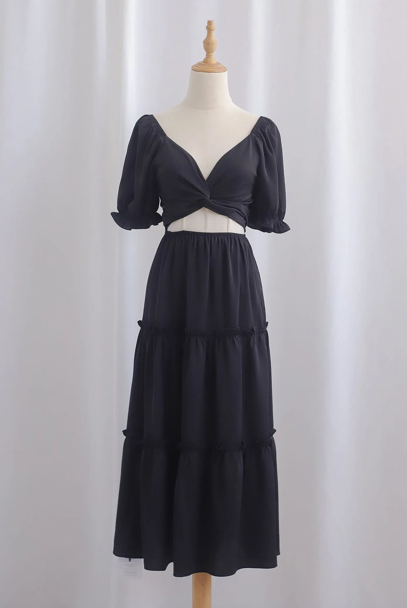 TDC Eureka Multiway Puffy Sleeve Dress In Black