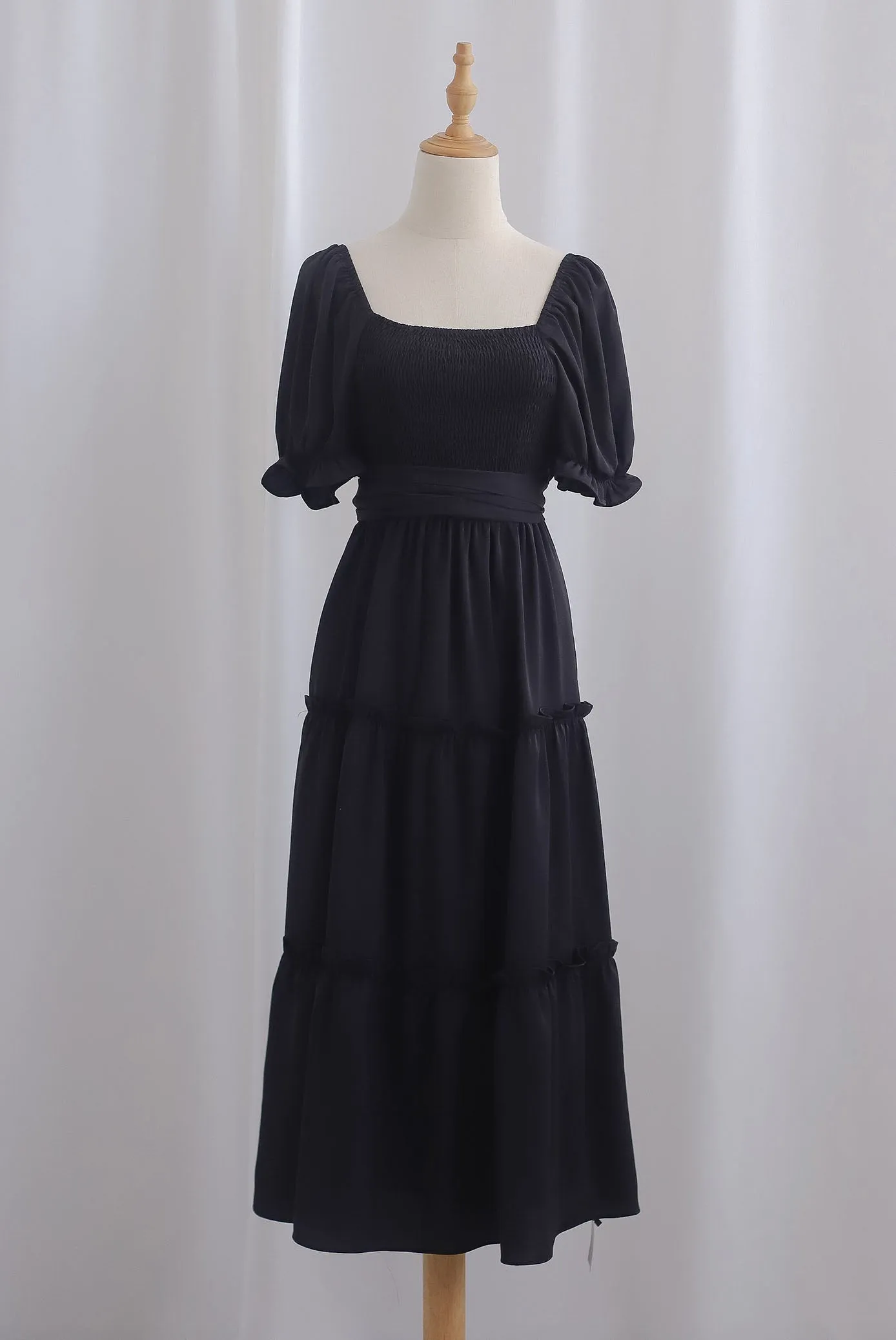 TDC Eureka Multiway Puffy Sleeve Dress In Black