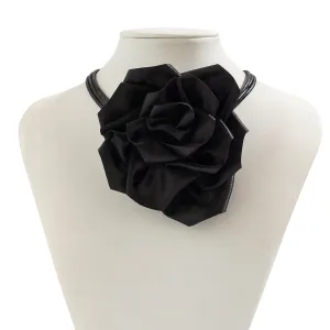 Temperament Layered Rose Wax Cord Choker Necklace