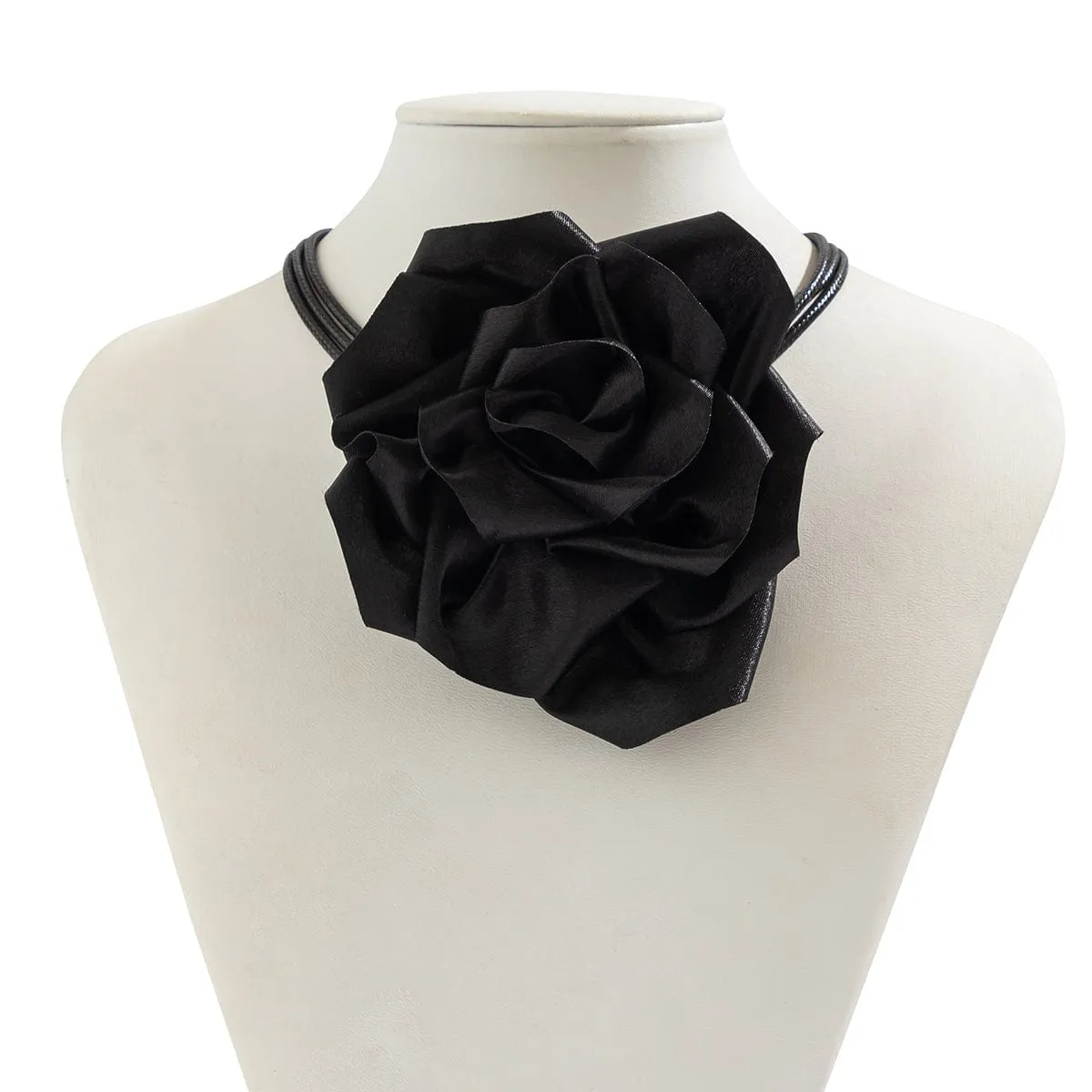 Temperament Layered Rose Wax Cord Choker Necklace