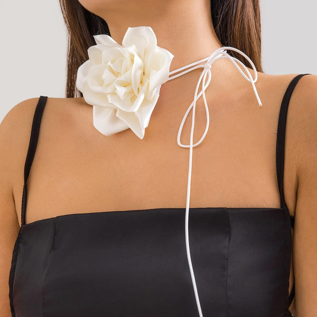 Temperament Layered Rose Wax Cord Choker Necklace