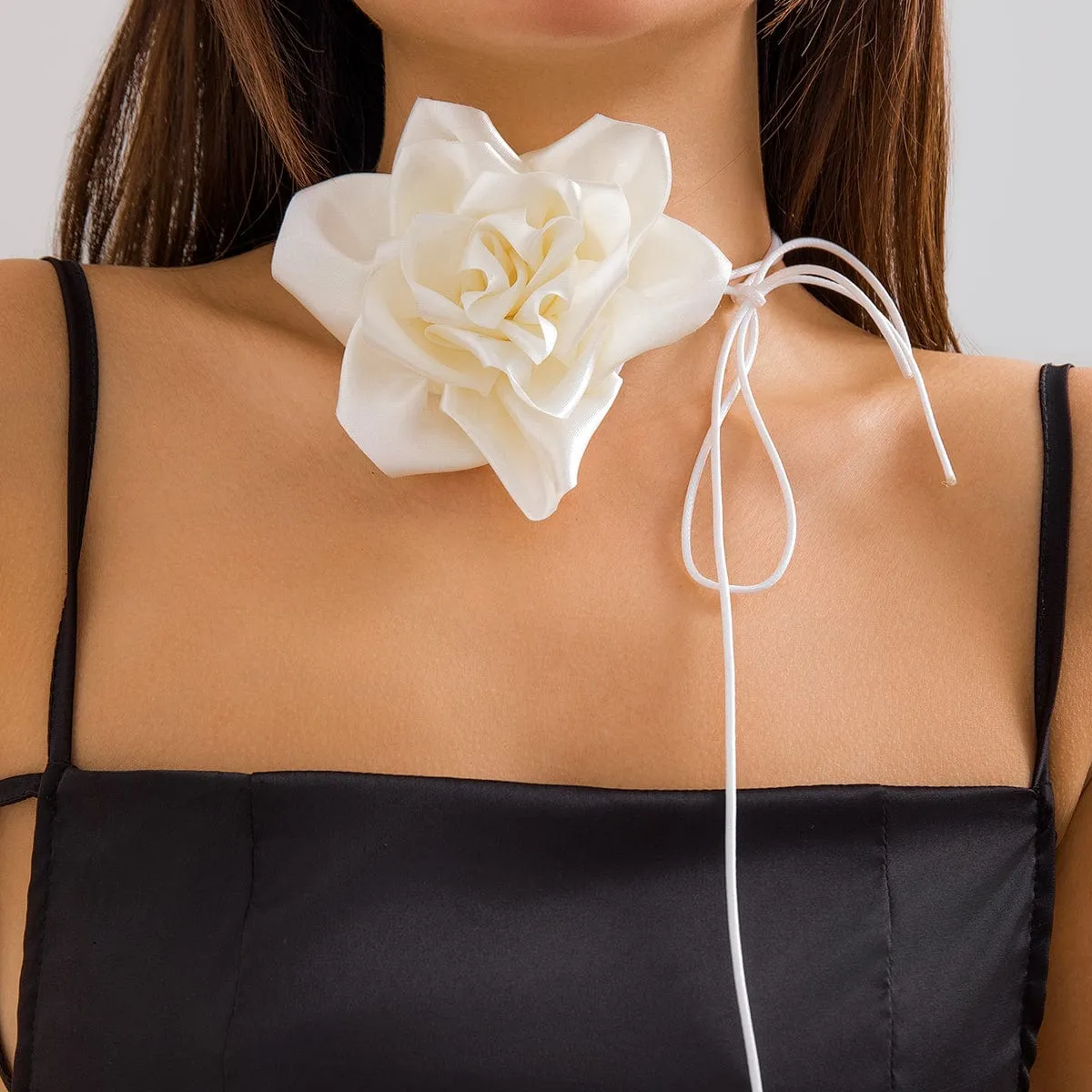 Temperament Layered Rose Wax Cord Choker Necklace