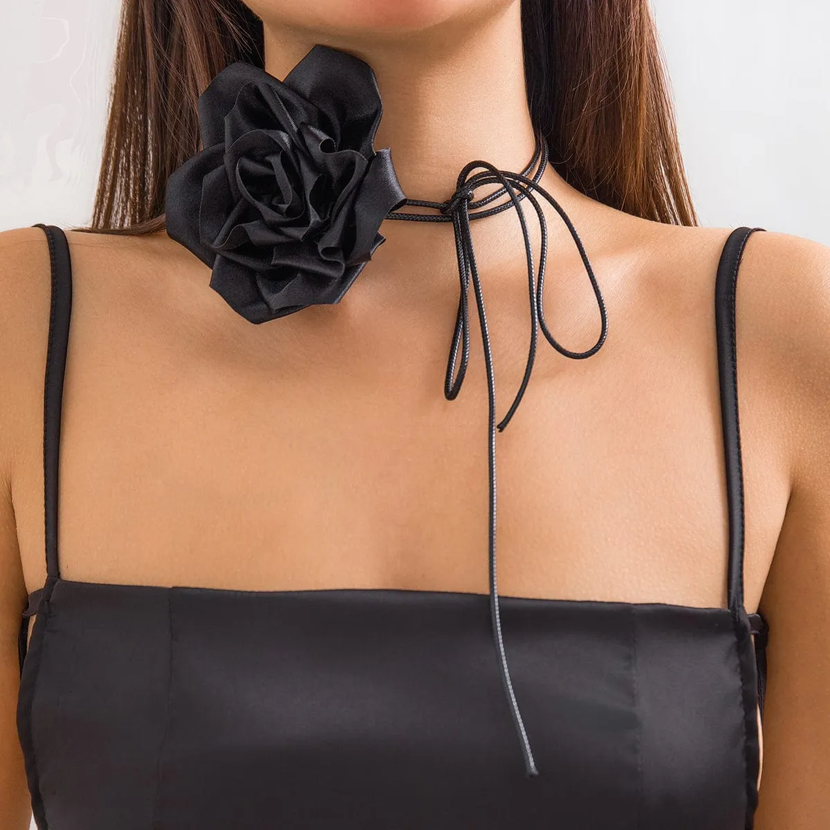 Temperament Layered Rose Wax Cord Choker Necklace