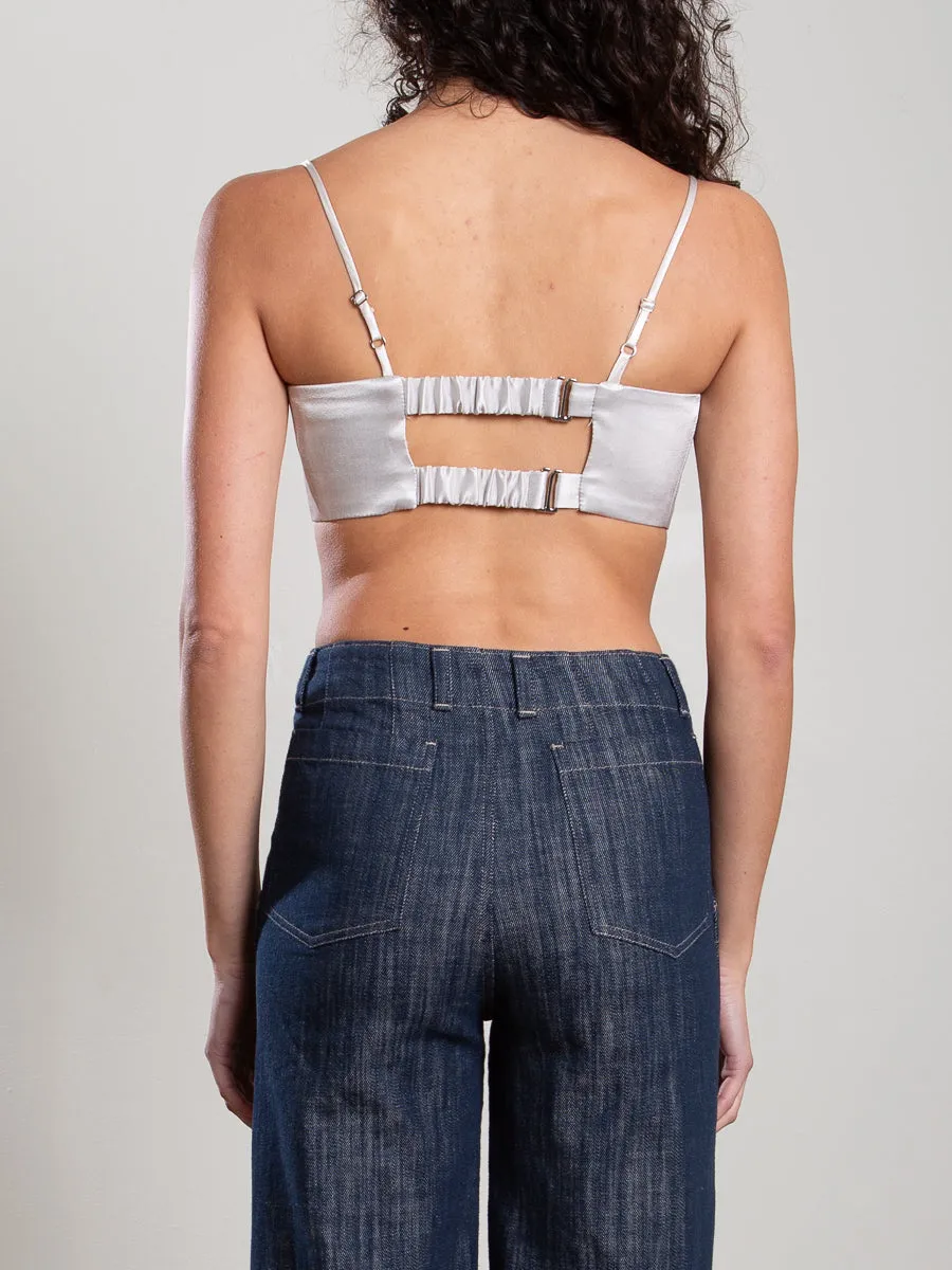 Toga Bralette in Vintage Satin - Parchment