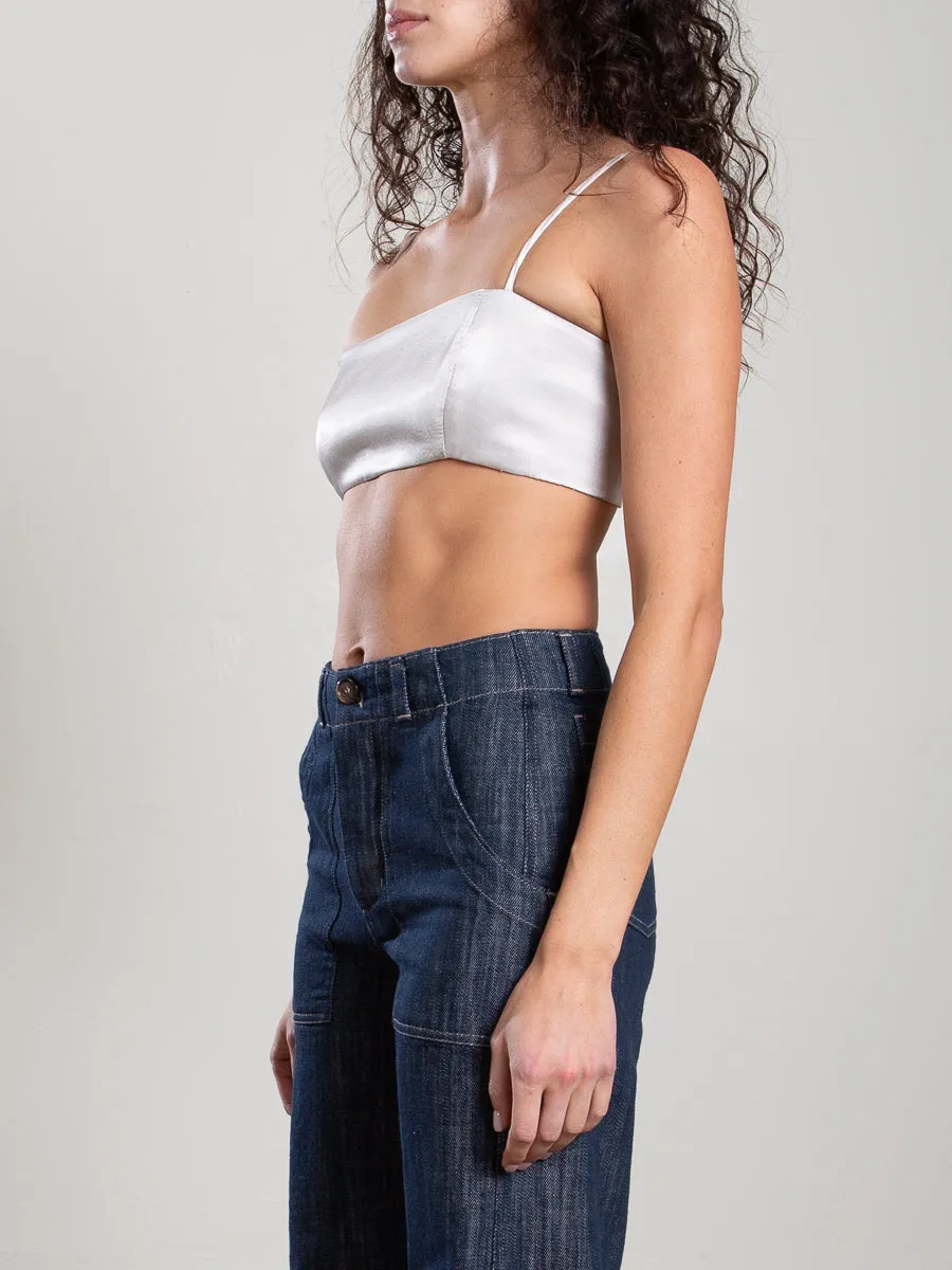 Toga Bralette in Vintage Satin - Parchment