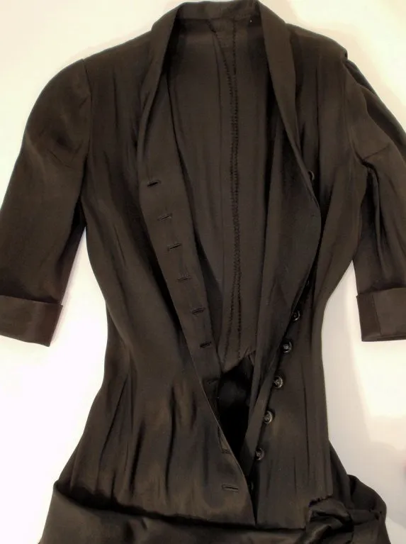 TRAINA-NORELL Black Satin Cocktail Dress and Full Skirt Size XS