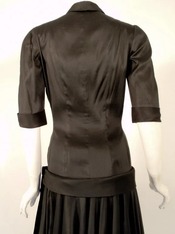 TRAINA-NORELL Black Satin Cocktail Dress and Full Skirt Size XS