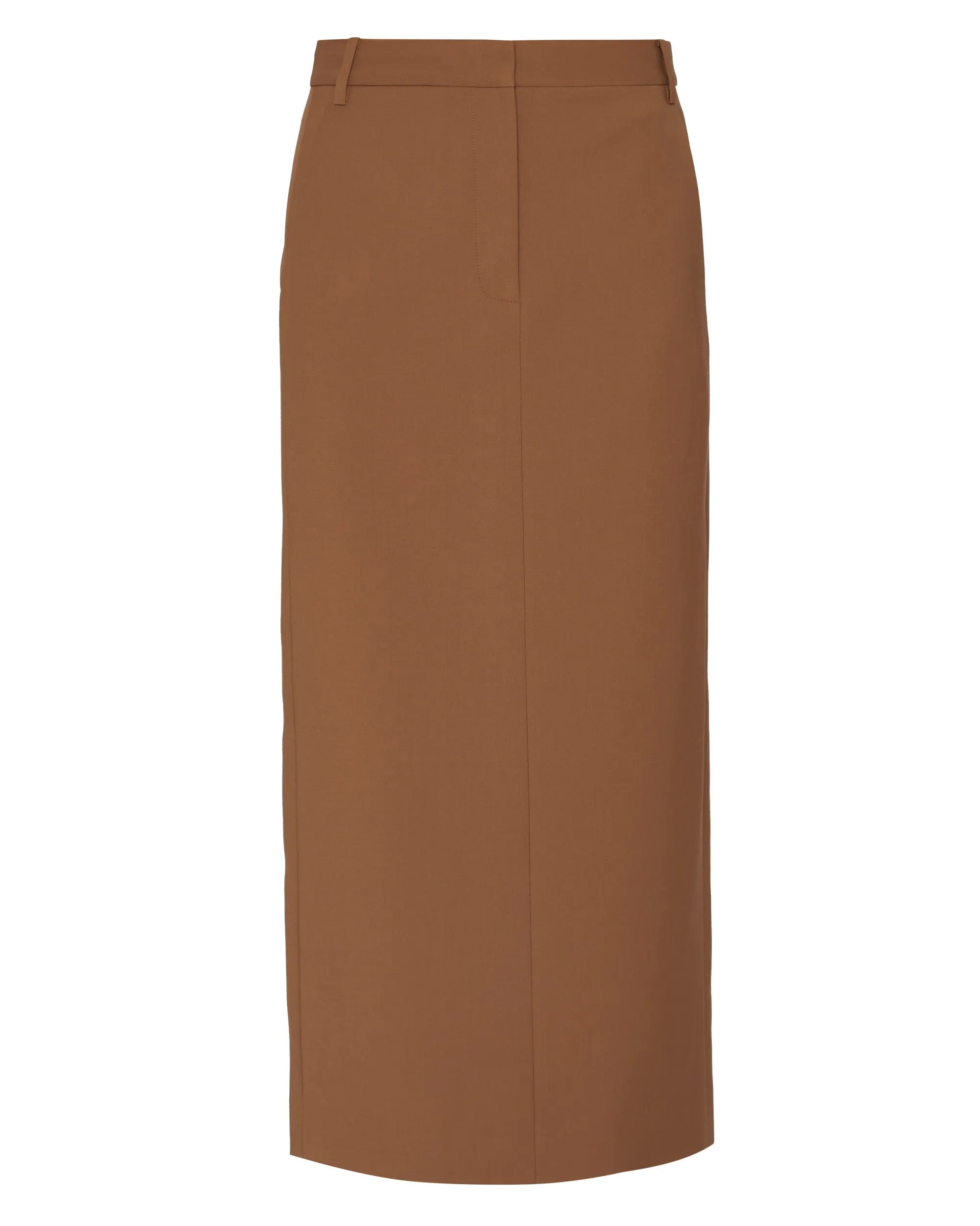 Tropical Wool Maxi Trouser Skirt in Toffee