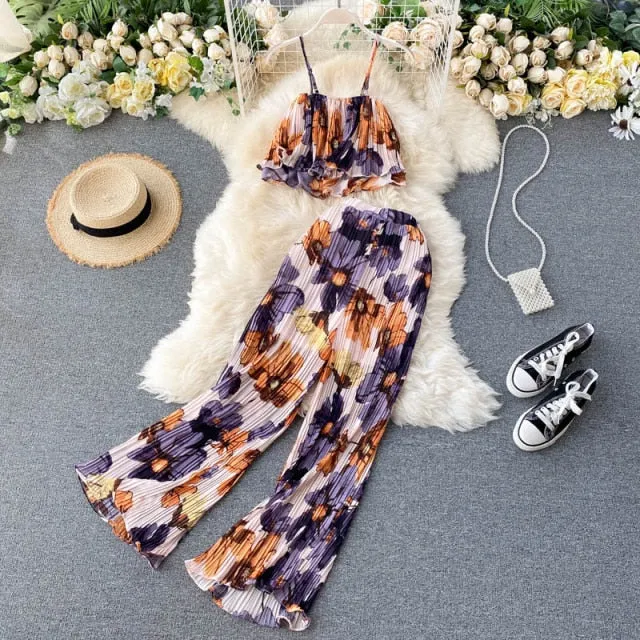 Two Piece Casual Wide-Leg Pants