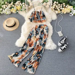Two Piece Casual Wide-Leg Pants