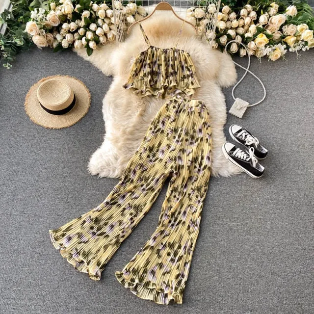 Two Piece Casual Wide-Leg Pants