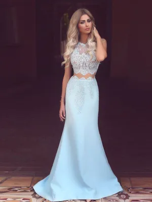 Two Pieces Mermaid Elegant Charming Evening Cocktail Prom Dresses Long Online,PD0190