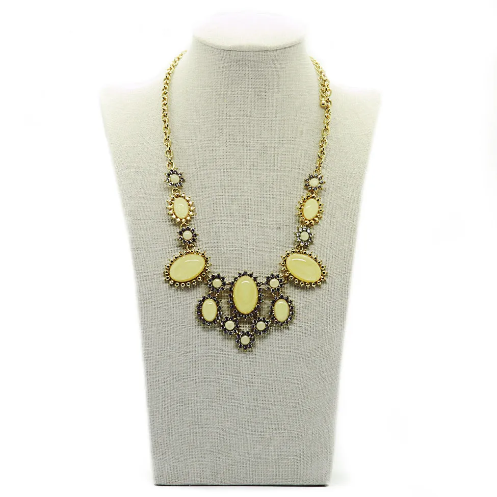 Šumivé: Encrusted Milky Stone Statement Necklace