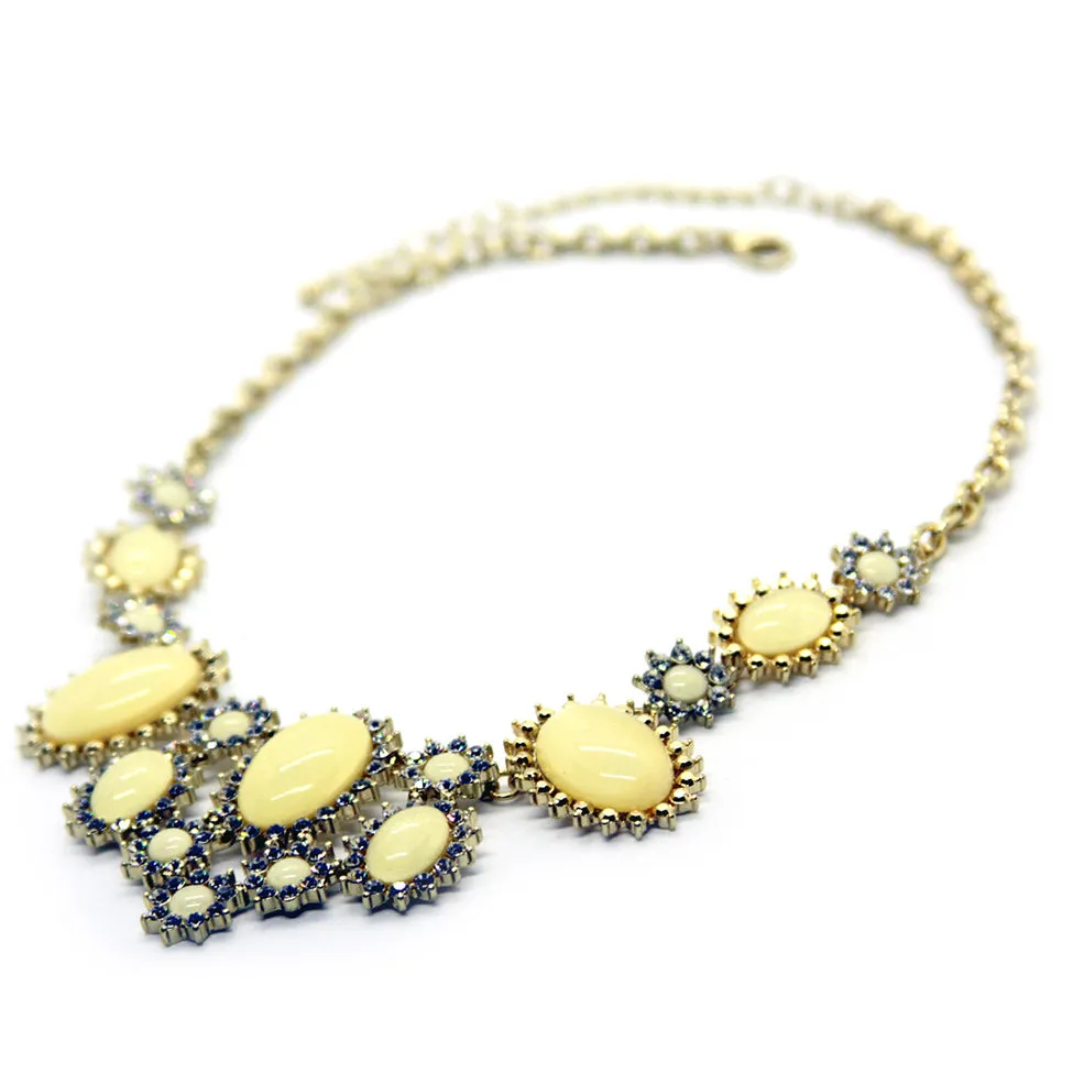 Šumivé: Encrusted Milky Stone Statement Necklace