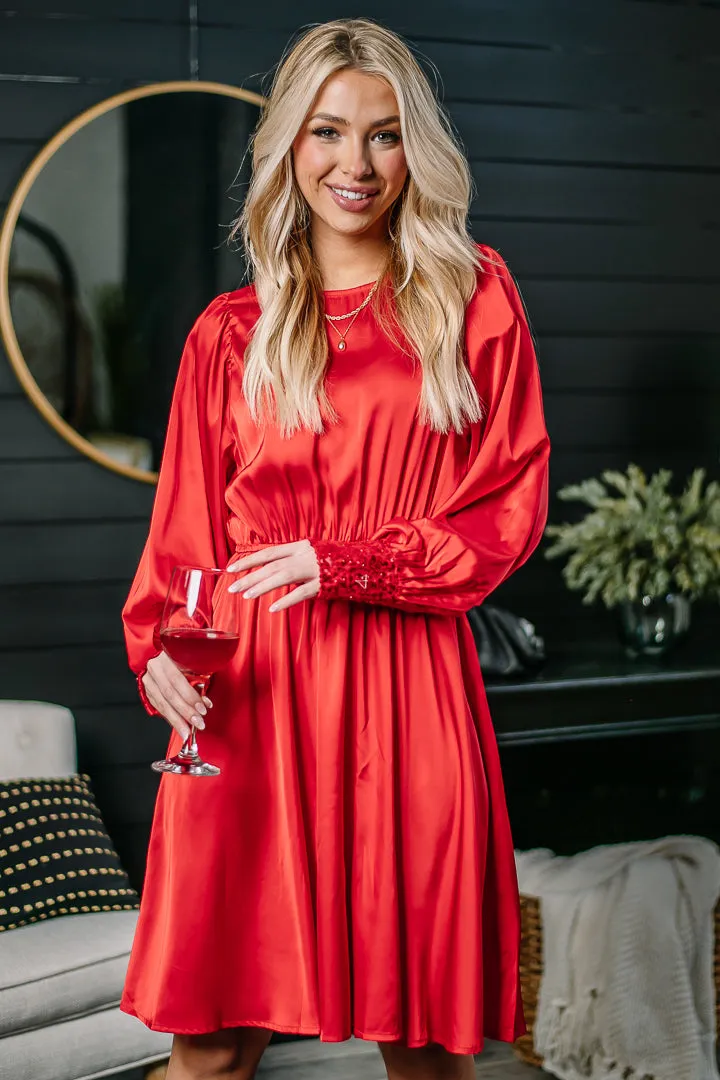 Under The Mistletoe Satin Dress