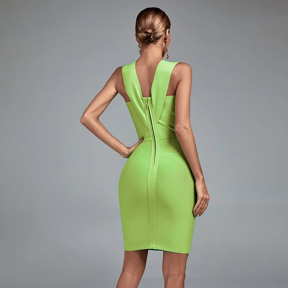 V Neck Sleeveless Simple Mini Bandage Dress