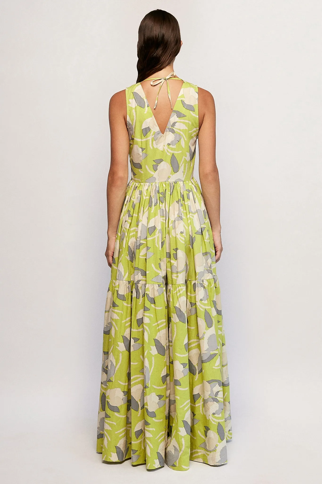 V Neck Tiered Maxi