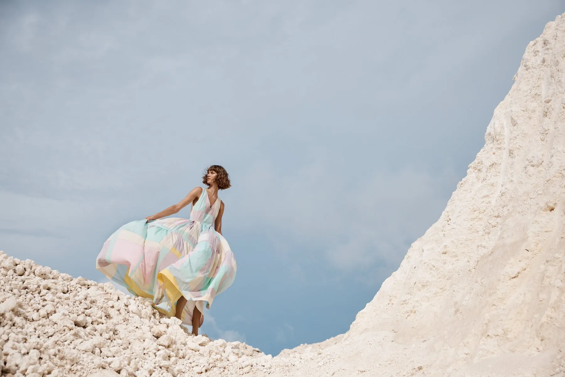 V Neck Tiered Maxi