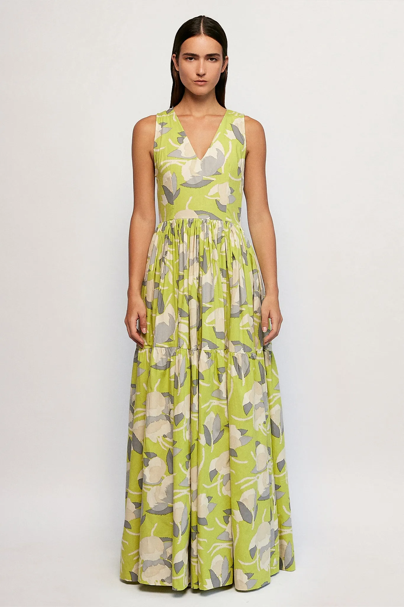 V Neck Tiered Maxi