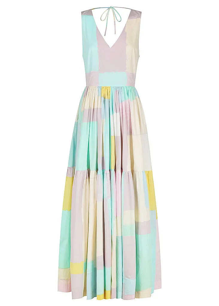 V Neck Tiered Maxi