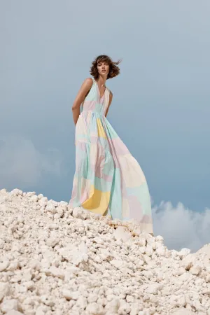 V Neck Tiered Maxi