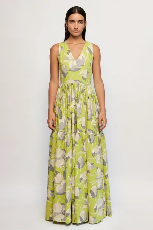 V Neck Tiered Maxi