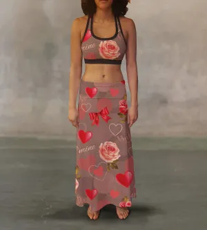Valentines With Love Splash Maxi Skirt