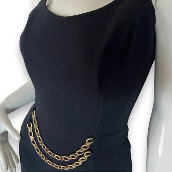 Vintage Dave and Johnny black evening Maxi dress chain straps