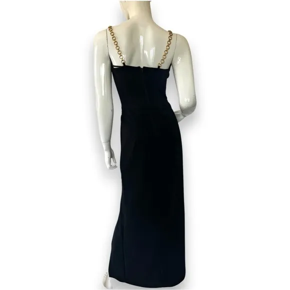 Vintage Dave and Johnny black evening Maxi dress chain straps