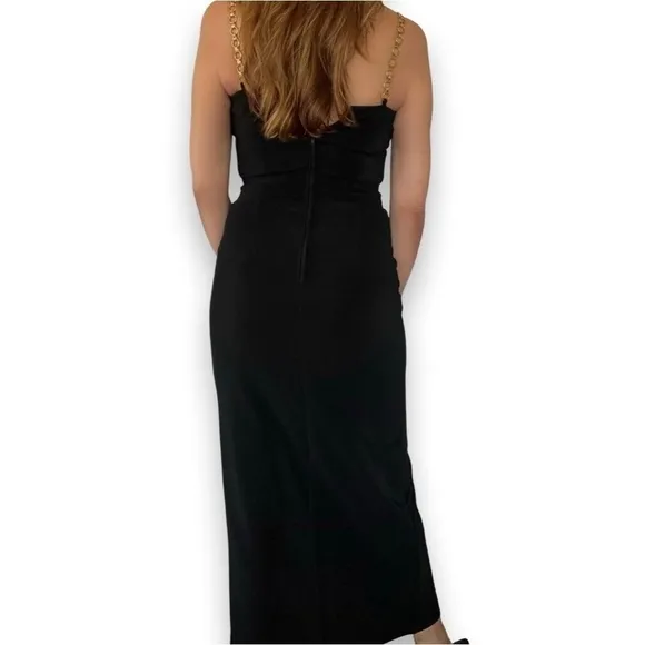 Vintage Dave and Johnny black evening Maxi dress chain straps