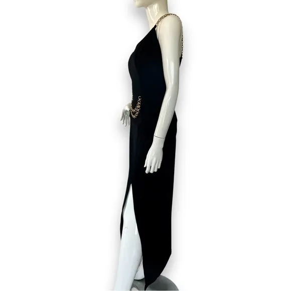 Vintage Dave and Johnny black evening Maxi dress chain straps